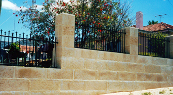 Natural limestone rock wall